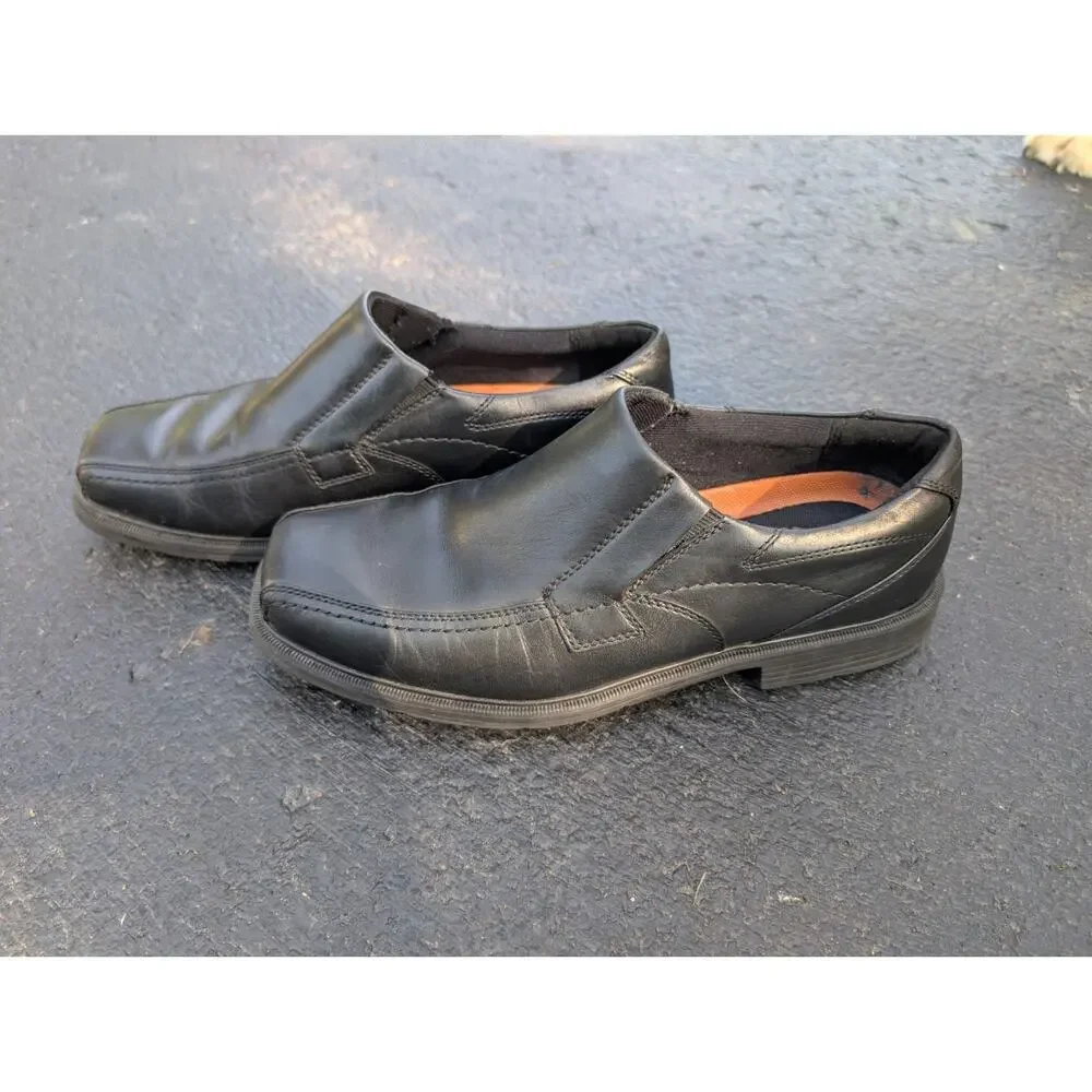 Dunham Men's Dillon Slip On Black Loafer Leather Dress Shoes‎ Sz Size 9 DABO1